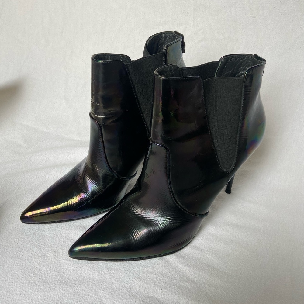 Stuart Weitzman Irridescent Black Stiletto Bootie